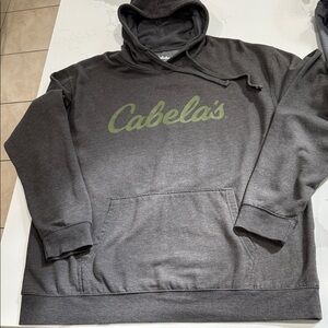 Cabela's Men's Charcoal Hoodie with Olive Logo XL
